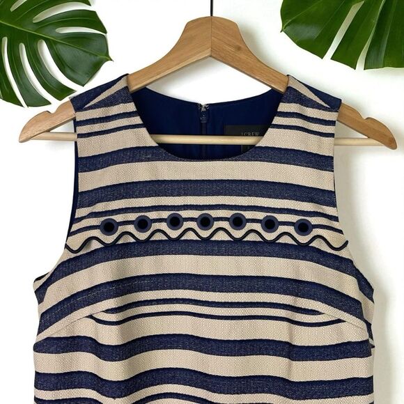 J. Crew Striped Scalloped Shift Dress with Grommets - Picture 8 of 10